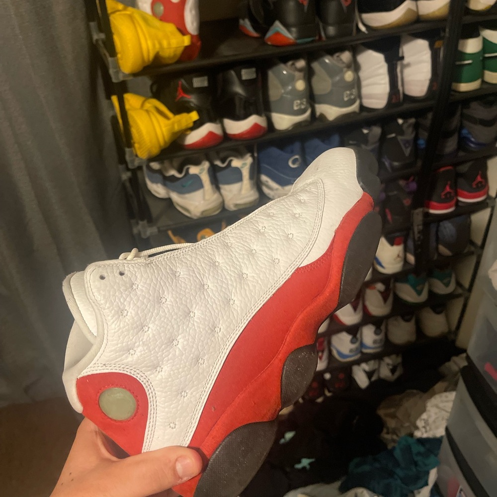 White and Red Retro Basketball Sneaker